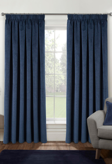 Oxford (Blackout) Pencil Pleat, Navy - Ready Made Curtains